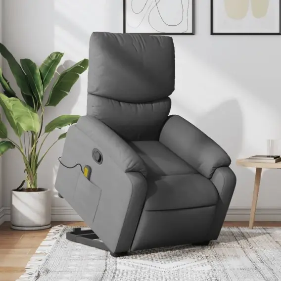 Oferta limitowana Podnoszony fotel masujący, rozkładany, ciemnoszary, tkanina Lumarko! - Hurtownia wielobranżowa Lumarko